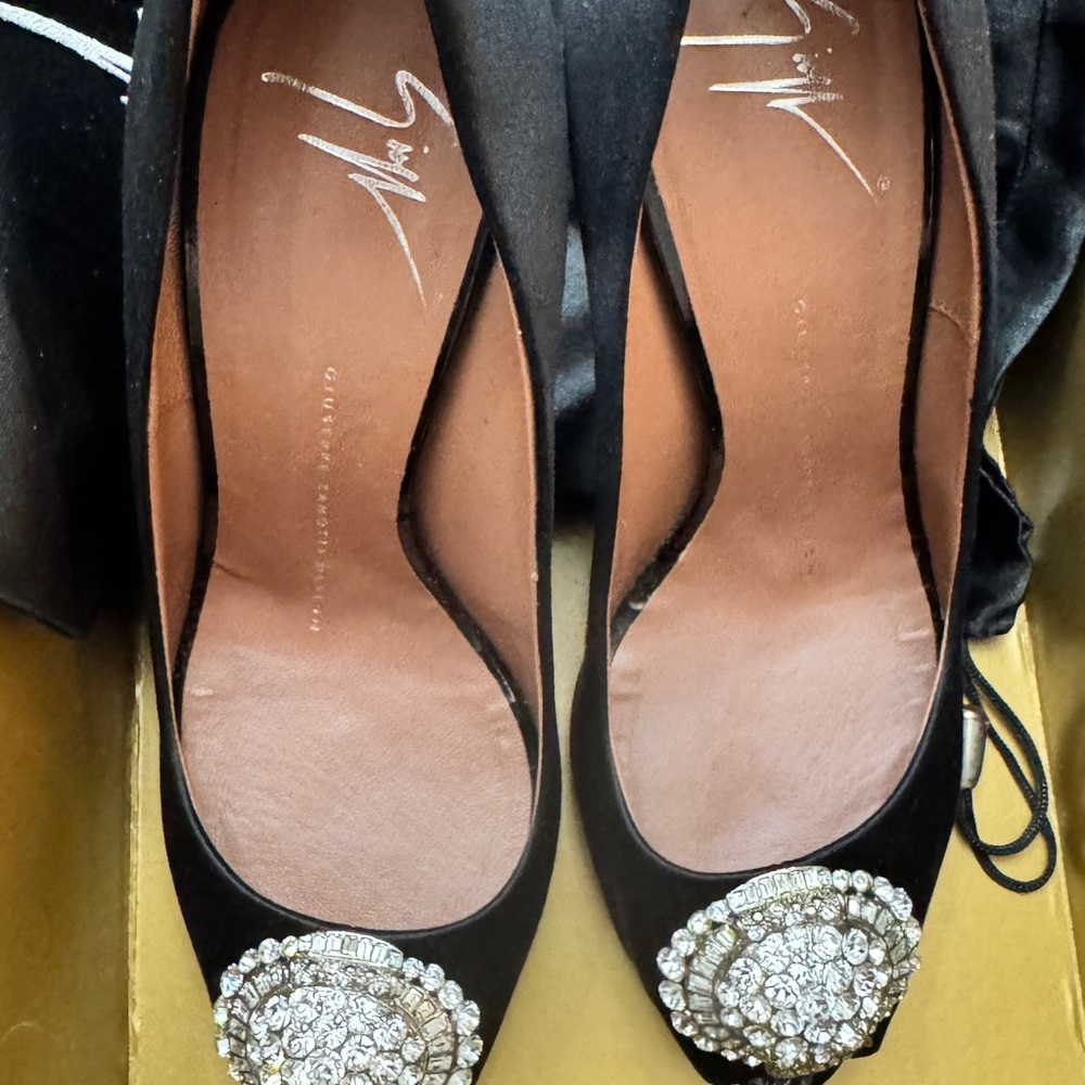 Giuseppe Zanotti Black Crystal Embellished Heels